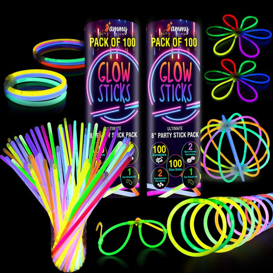410 Pcs Glow Sticks Bulk, Glow in The Dark Party Supplies, 12 Hours Glow Party Pack 8 inch, Mardi Gras, Party Favors