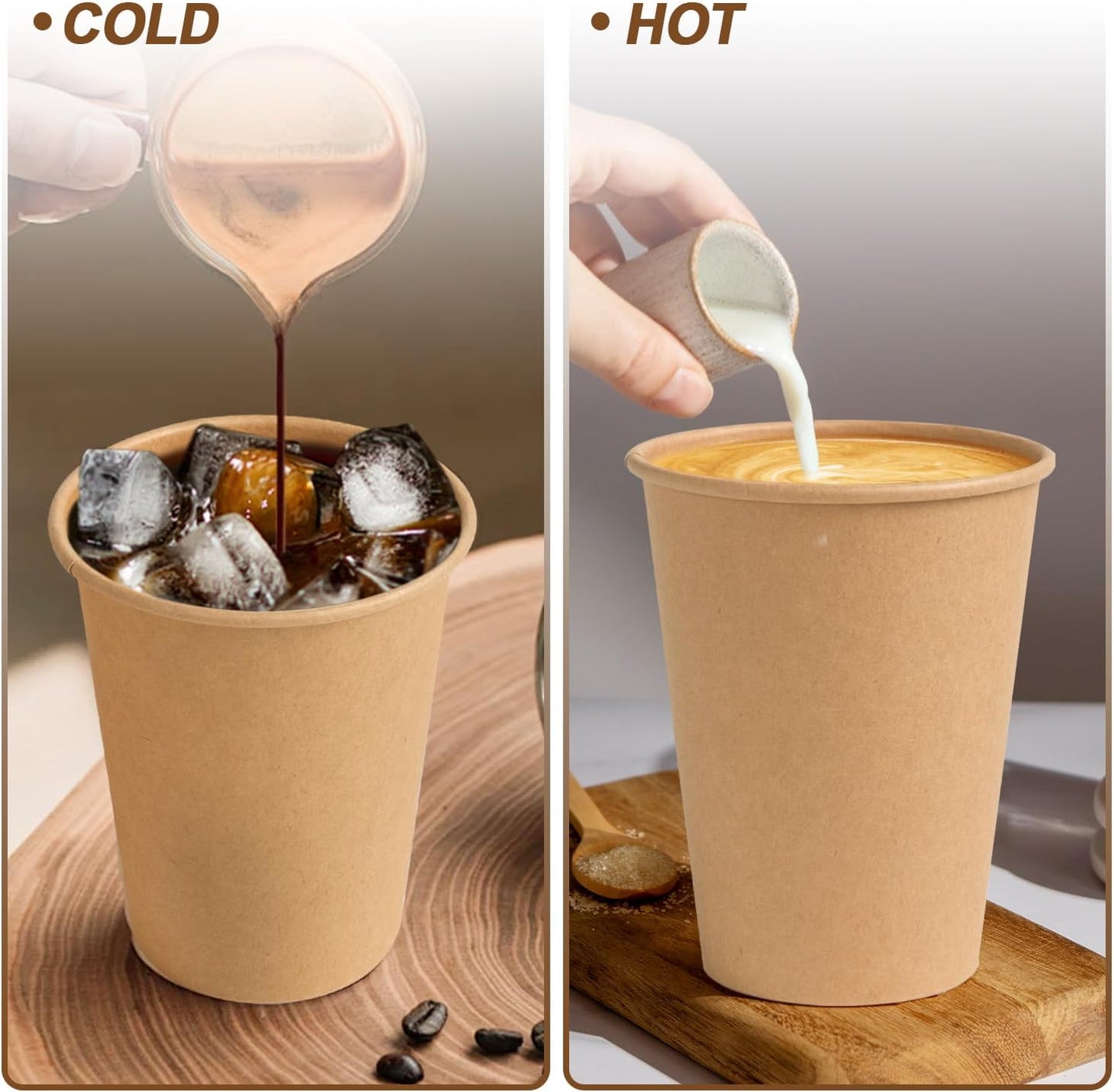 300 Pack 12 oz Paper Coffee Cups, Disposable Kraft Coffee Cups, Hot/Cold Drinking Cup for Water, Coffee, Juice