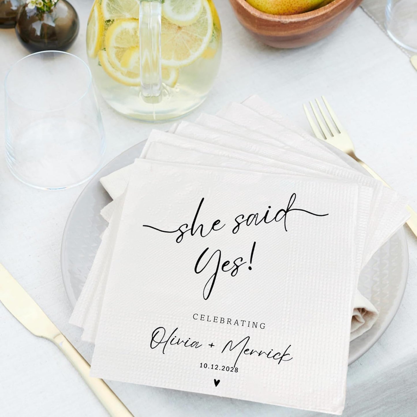 Luxury Custom Pack 15pcs Engagement Napkins, Engagement Napkins for Party, We're Engagement Napkins, Engagement Beverage Cocktail Luncheon Dinner Napkins 2