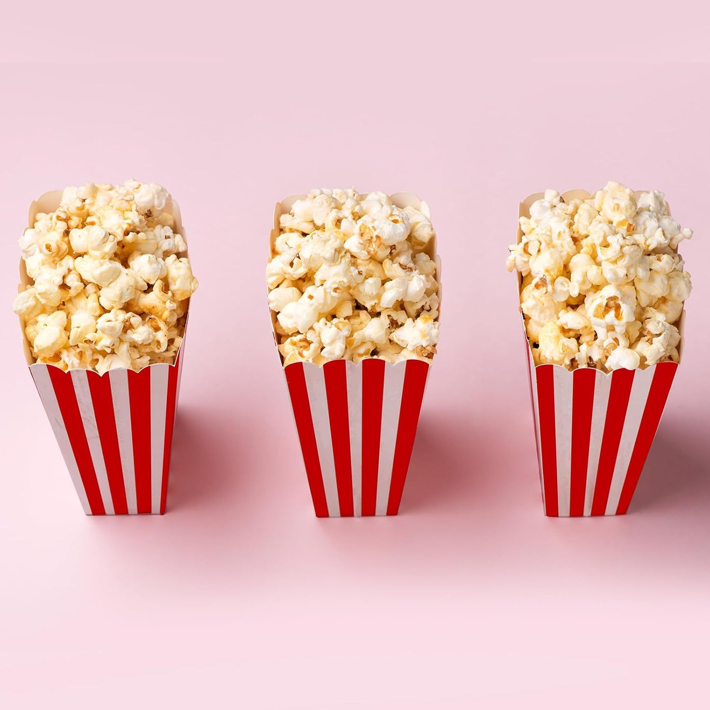 50 Pcs Popcorn Boxes Mini Paper Popcorn Box Cardboard Popcorn Container for Party Disposable Snack Candy Popcorn Bags Popcorn Holder for Movie Nights Birthday Wedding (Red,White)