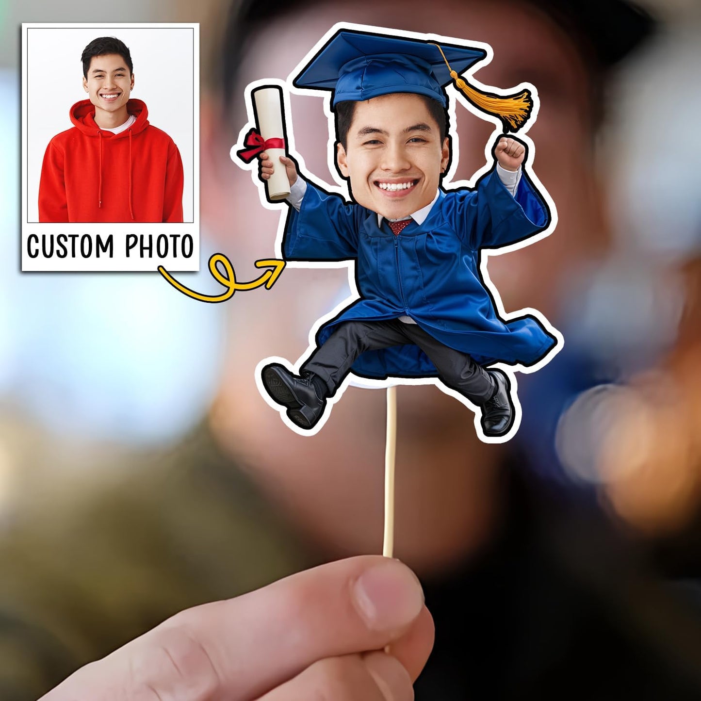 Personalized Graduation Cupcake Toppers 2025 - Custom Face Cutout, Mini Graduation Cake Topper For Boys Girls, Christmas Decorations 2025 Cupcake Toppers