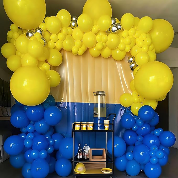 YMSZ Blue and Yellow Balloons Arch Kit, 134pcs Royal Blue and Yellow Balloons for Birthday, Graduation, Baby Shower Party Decorations