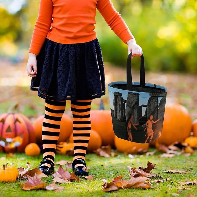 Halloween Candy Bucket - Stonehenge Starry Night Trick Or Treat Candy Bag, Gift Bag for Party Favor Supplies