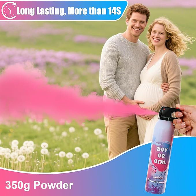 2 Pack Pink Gender Reveal Smoke Bombs, Fun Party Supplies for Baby Girl Shower Gender Reveal Spray Celebration, Decorations, Ideas