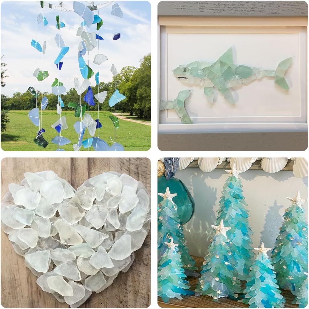 15 OZ Frosted White Sea Glass Bulk Tumbled Seaglass Pieces for DIY Crafts,Beach Theme Party Decor Nautical Wedding Centerpieces,Aquarium Vase Fillers,Mosaic Art,Coastal Home Decoration,0.5-1.5 inch