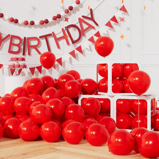 AULE Red Balloons 5 inch 50 Pcs Latex Balloons Helium Shiny Thicken Balloon Perfect Party Decoration for Wedding Birthday Baby Shower Graduation Carnival