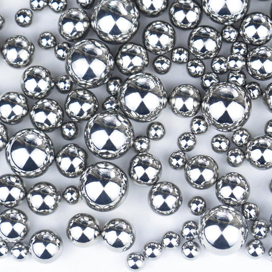 300Pcs Silver Polished No Hole Faux Pearl Beads for Vase Filling Decorations, Plastic Pearls Vase Fillers, Table Scatters, Wedding Centerpiece, Home Decor, 8/14/20 mm
