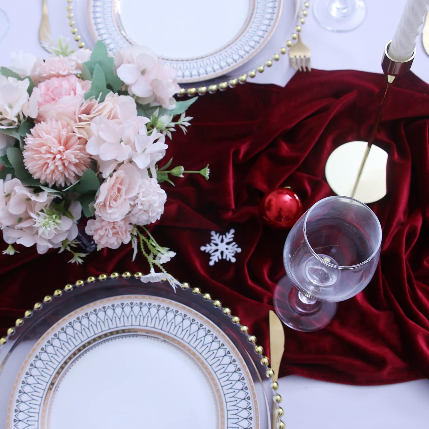 Velvet Table Runner ,Soft Luxurious Fall Table Runners 120 Inches Long,for Wedding Bridal Shower Thanksgiving Christmas Decoration,20*120 Inches, Burgundy