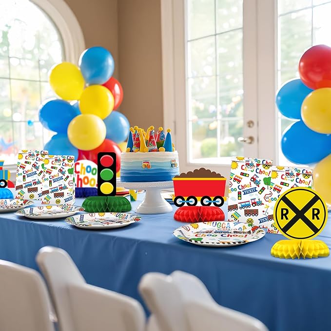 Train Party Decorations - Train Party Plates and Napkins for Kids, Serves 40 Guests