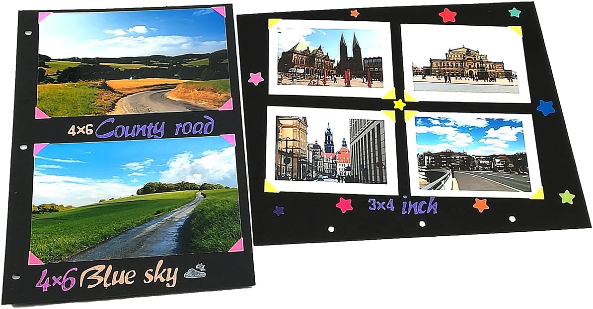 ThxMadam Scrapbooking Black Paper 26x17.5CM,20 Sheets Extra Refill Pages Photo Book Blank Paper for Scrapbook Photo Album Guest Book Memory Notebook 10.82" x 8.07" (27.5 x 20.5CM) for Album Large