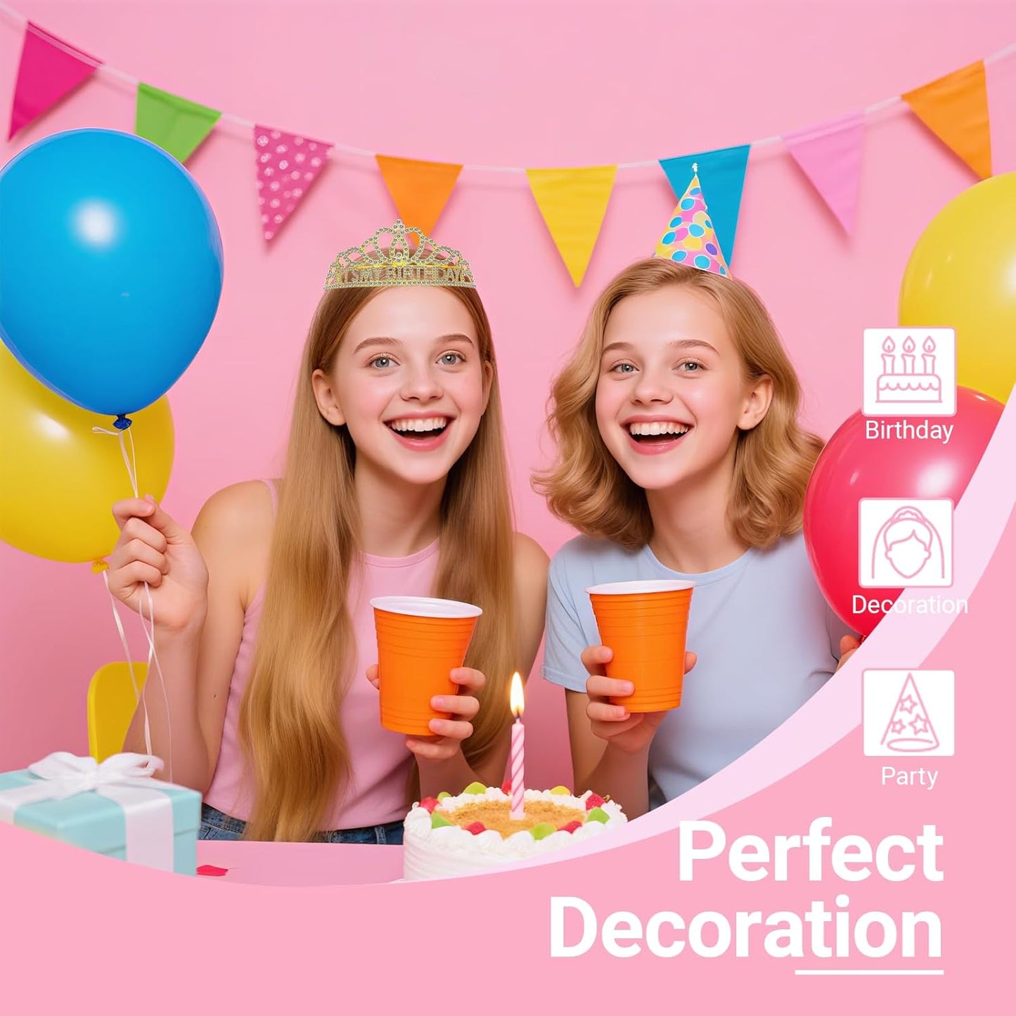 Birthday Tiara and Crown with Sash, Birthday Tiara for Women Party