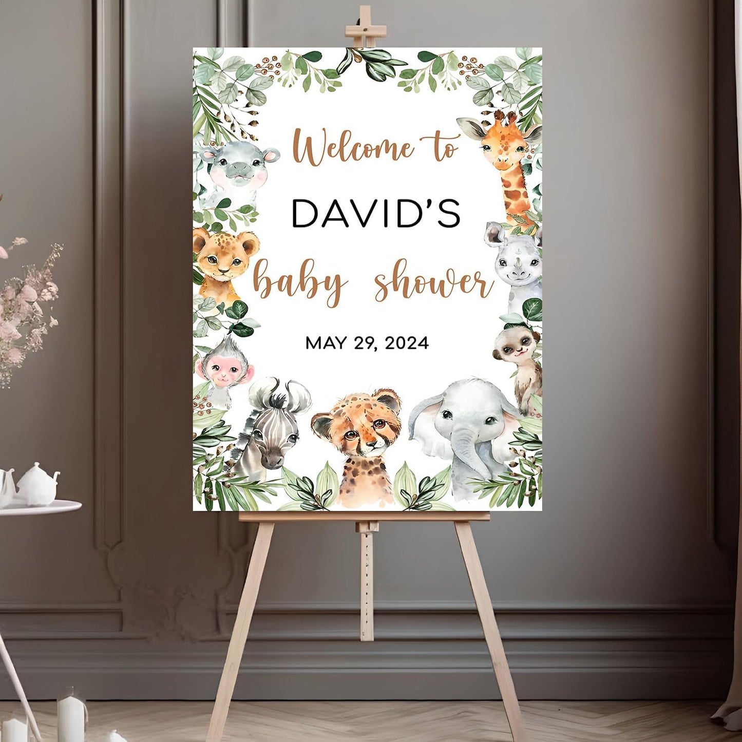 Custom Safari Baby Shower Welcome Sign, Safari Animals Baby Shower Signs, Welcome Sign To Baby Shower Party, Jungle Animals Zoo Welcome Sign, Safari Baby Shower Sign Decor