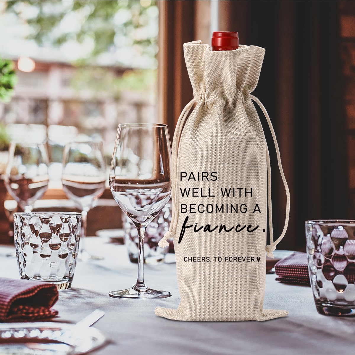 Engaged Wine Bag Engagement Gifts for New Couples Her Engagement Party Decorations Pairs Well with Becoming A Fiance Wine Bottle Bag Champagne Bottle Wraps Bags