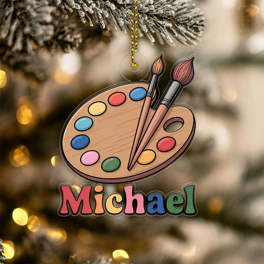 Custom Paint Palette Ornament, Personalized Art Christmas Ornament, Gift for Painter, Artistic Holiday Keepsake, Unique Xmas Decoration Acrylic Ornament – Personalized Christmas