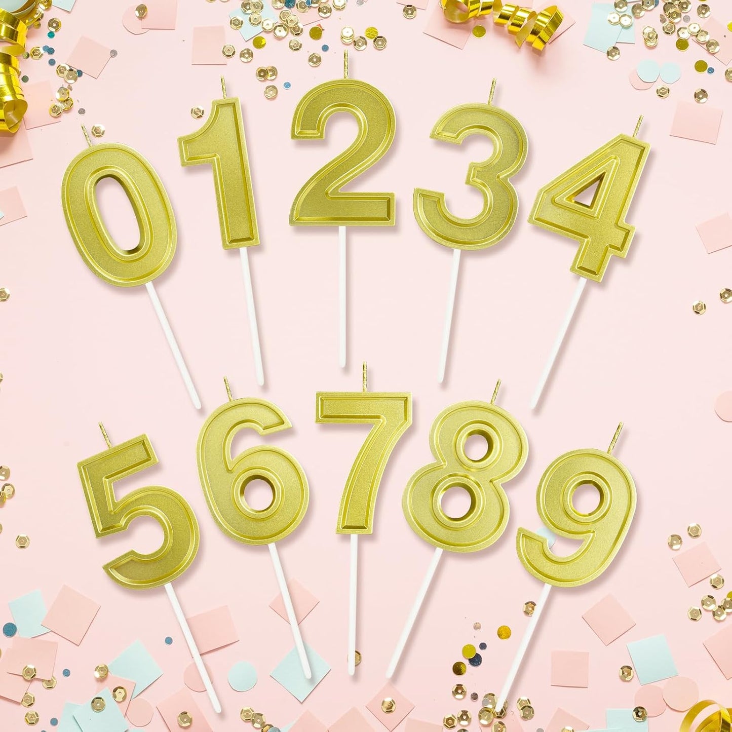 BEAN LIEVE Gold Birthday Candles Number 9, Gold Number Candles, Cake Number Candles for Birthday Parties and Wedding Anniversary Celebrations