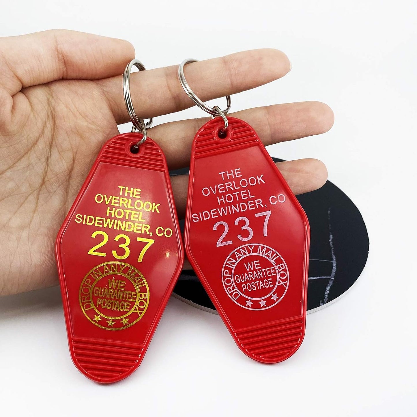 LAXPICOL 2PCS Hotel Motel Keychain The Overlook hotel Come And Play With Us Since 1907