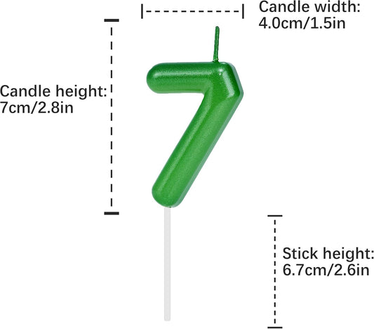Green Number 7 Birthday Candles, Cake Toppers for Birthday/Baby Shower/Anniversary/Wedding Party Celebrating/Decorating. (Green Number 7)