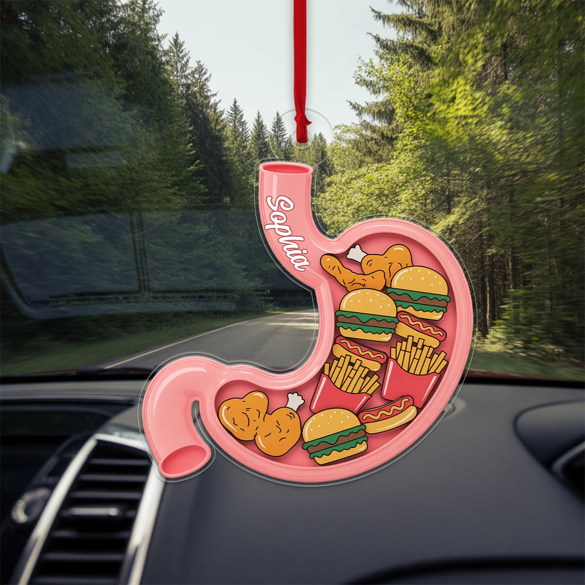 Personalized Human Stomach Anatomy with Fast Food Ornament, Custom Funny Christmas Ornament, Medical Gift, Unique Keepsake Acrylic Ornament – Personalized Christmas Tree