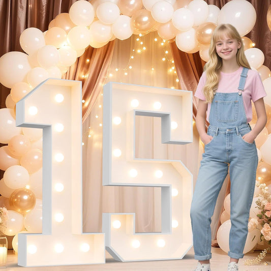 Ledido 4FT Marquee Light Up Numbers 15, Marquee Numbers 4 Feet Tall for Birthday, Anniversary,Graduation Party Decorations,Big 15th Birthday Number for Party Decor,Warm White Large Lighted Number 15