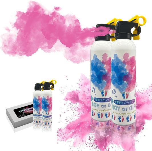 Gender Reveal Fire Extinguisher-2 Packs Pink Gender Reveal Smoke Spray Set for Baby Girl-Biodegradable Party Supplies Ideas & Decorations for Baby Shower (Pink Small)