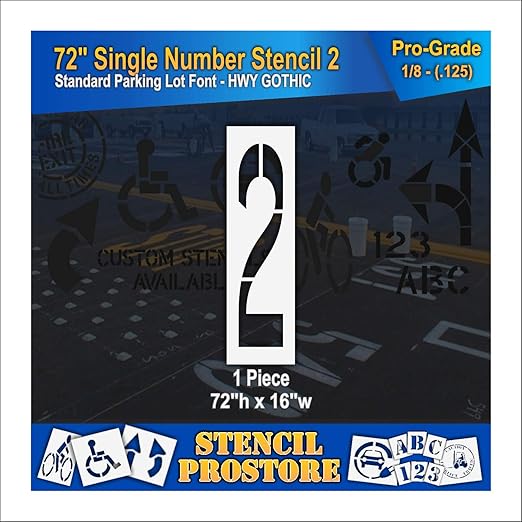 Pavement Stencils - 72 inch Single Number Stencil - 2-72" x 16" x 1/8" (128 mil) - Pro-Grade