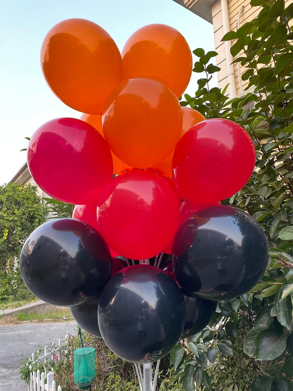 60 Pcs 12-Inch Latex Graduation Balloons in Black, Orange, and Red - Perfect for Halloween, Graduation, Birthday, Baby Shower, and Party Decorations