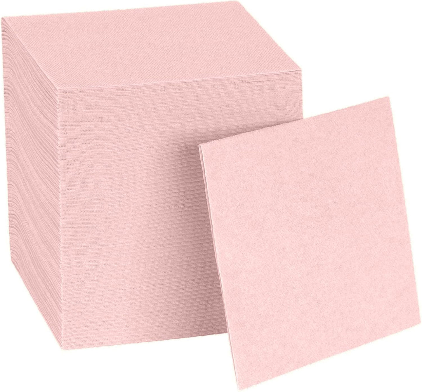 Disposable Pink Cocktail Napkins Paper - 4" x 4" High-End Linen-Like Beverage Party Square Paper Napkin Pack for Bar, Cafe, Restaurant, Christmas, Birthday, Wedding, Baby Shower - 100 Count