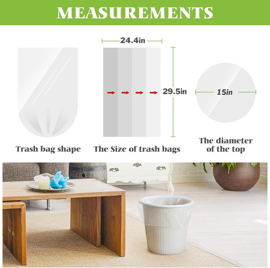 10 Gallon 200 Counts Medium Trash Bags Tall Kitchen Garbage Bags by Teivio, 9 Gallon 10 Gallon 11 Gallon,Bathroom Trash Can Bin Liners, Intended for Home,Plastic Bags for office kitchen, Clear