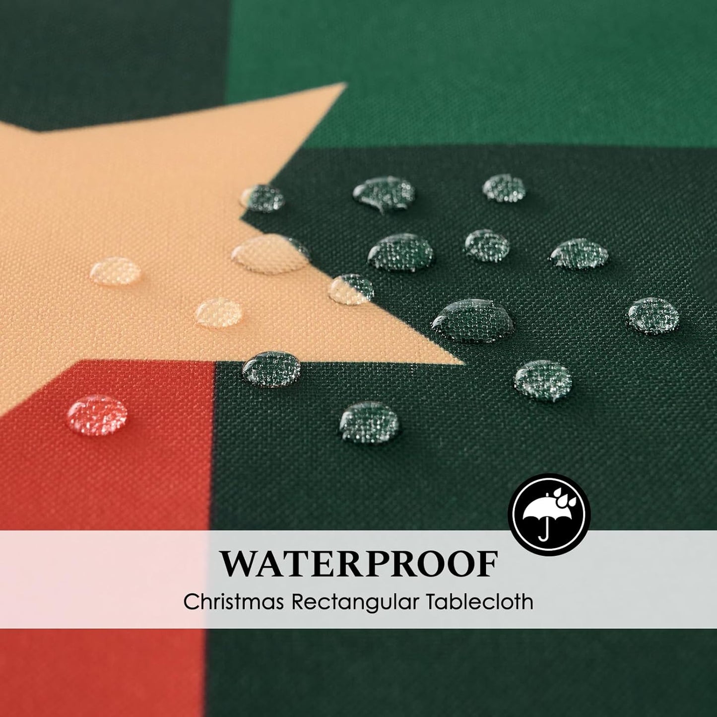 Christmas Tablecloth Rectangular 60x102 Inch Waterproof, Machine Washable Checkered Polyester Table Cover for Xmas Party, Winter Holiday Home Decoration in Festive Checkered Star 1pack