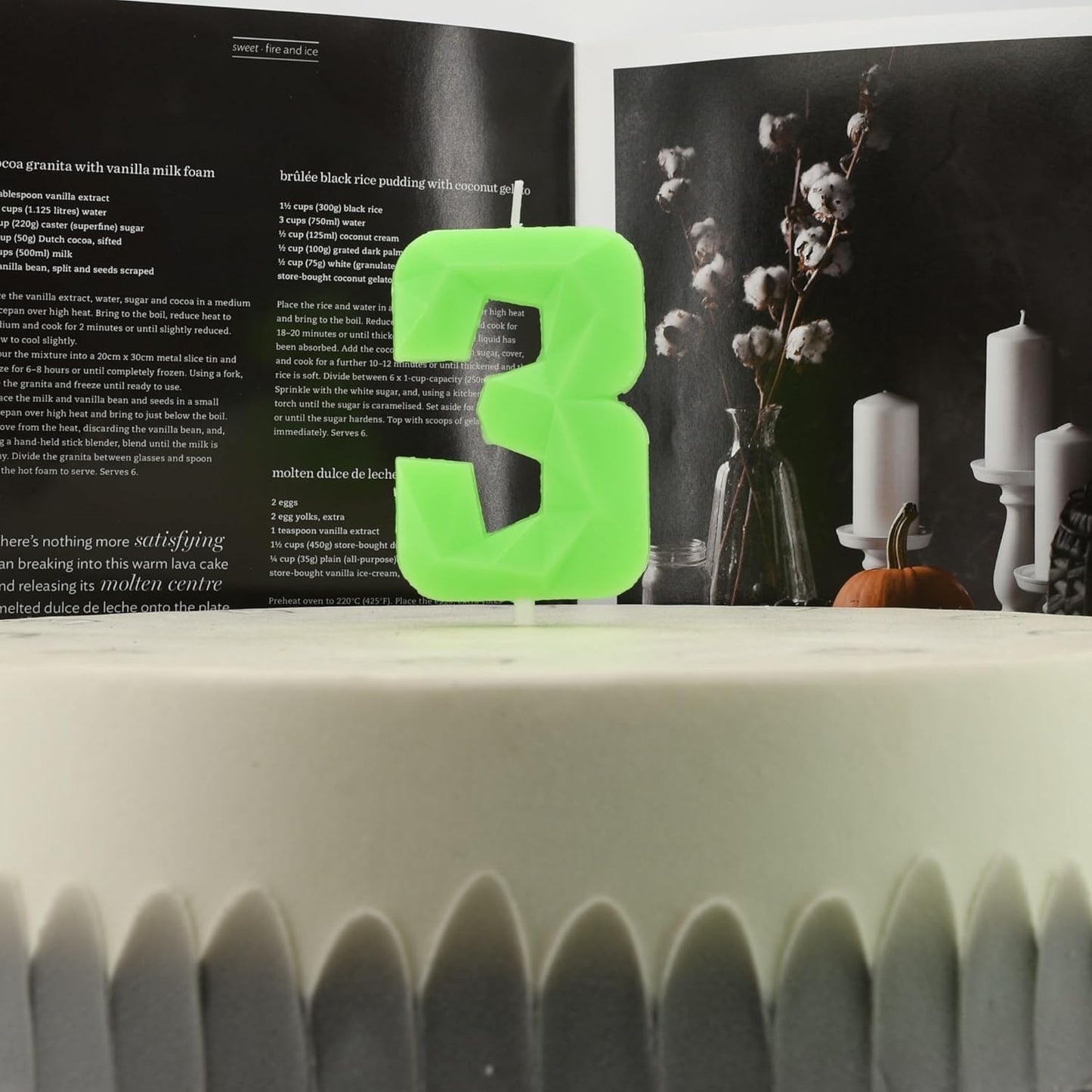 DERVENTA Large Birthday Candle Number 3D Luminous Green 3.7 inch Party Celebration Anniversary Decoration Cake Topper 1 Piece (Luminous Green Number 3)