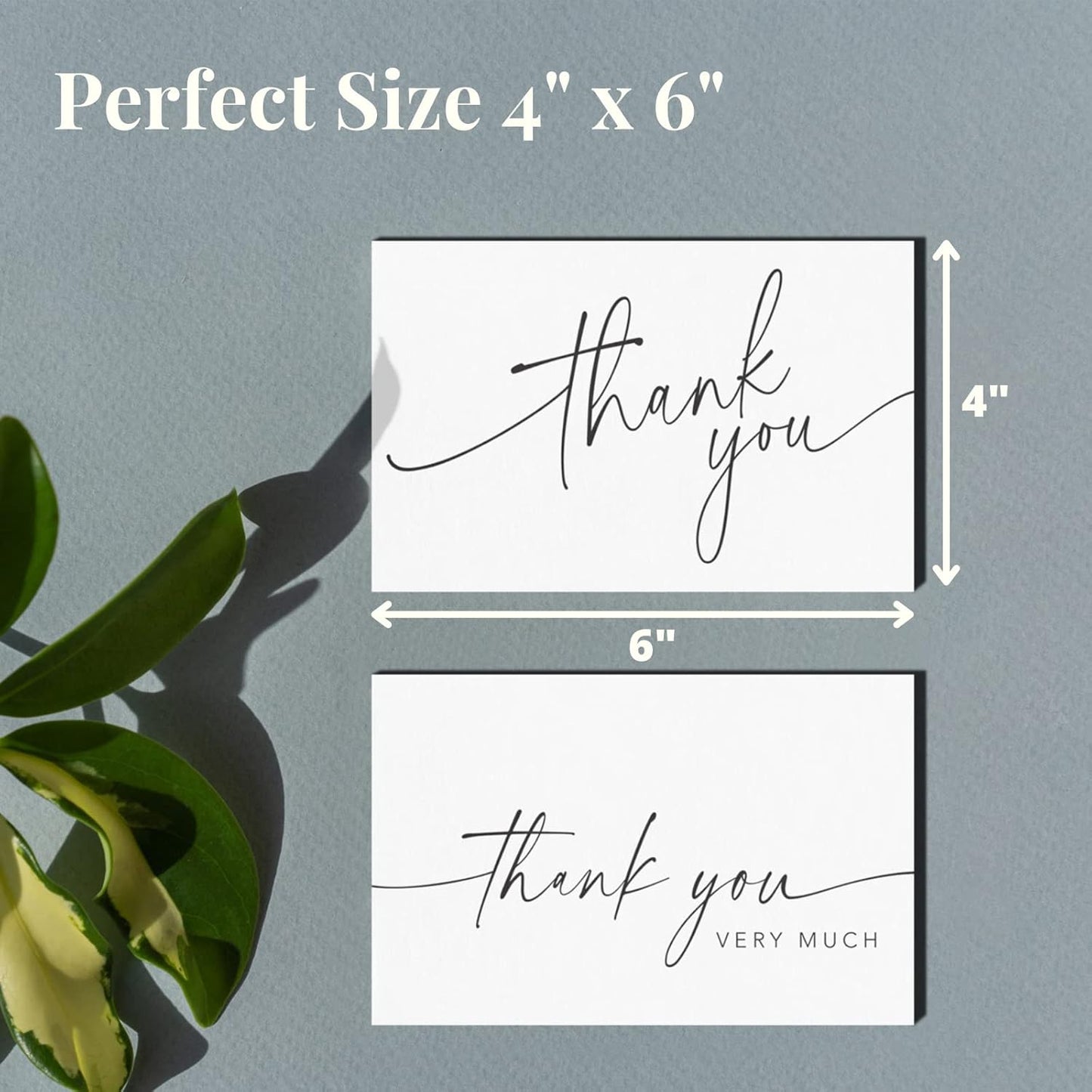 Thank You Cards with Envelopes & Matching Stickers, Bulk Pack of 100, 4x6 Inch Minimalistic Design - Suitable for Business, Baby Shower, Wedding, Small Business, Graduation, Bridal Shower, Funeral
