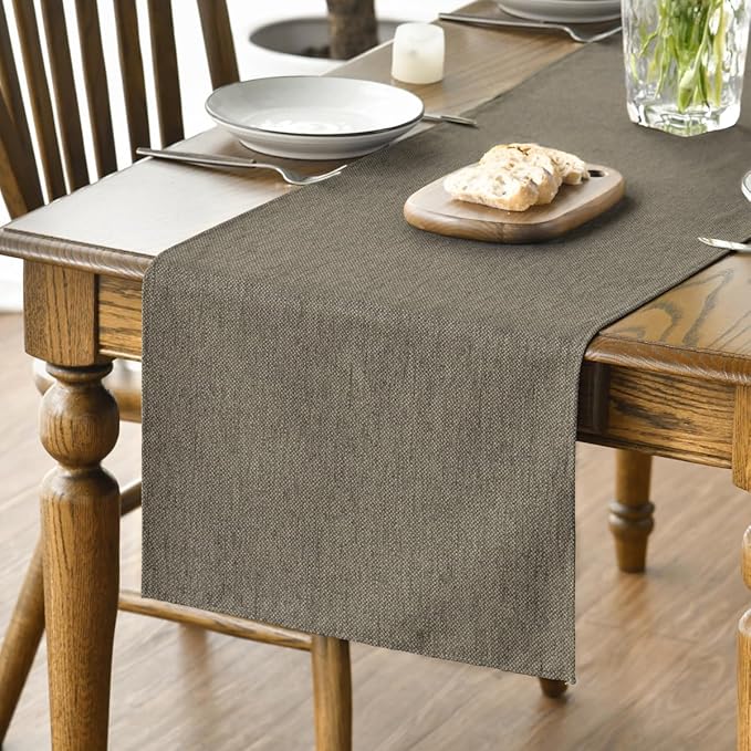 Artoid Mode Coffee Brown Table Runner, Seasonal Fall Washable Kitchen Dining Table Decoration for Home Party Decor 13x72 Inch