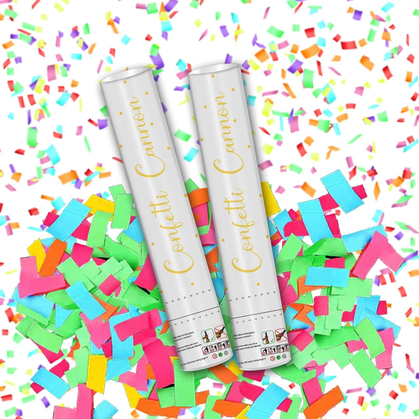 12" Confetti Poppers with Colorful Filling - Confetti Cannon Party Poppers for Birthday Wedding Graduations Fiesta Christmas New Year Celebrations - Easy to Use, Biodegradable Confetti - Pack of 2