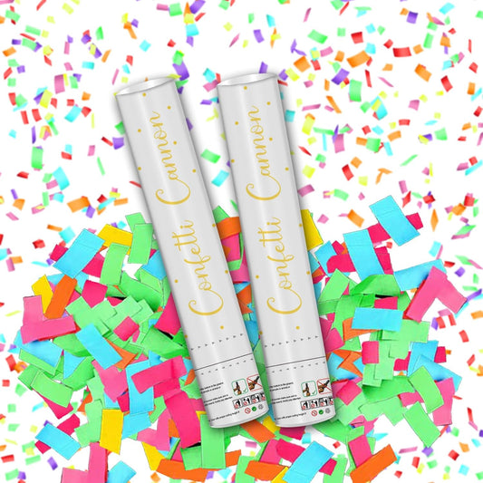 12" Confetti Poppers with Colorful Filling - Confetti Cannon Party Poppers for Birthday Wedding Graduations Fiesta Christmas New Year Celebrations - Easy to Use, Biodegradable Confetti - Pack of 2