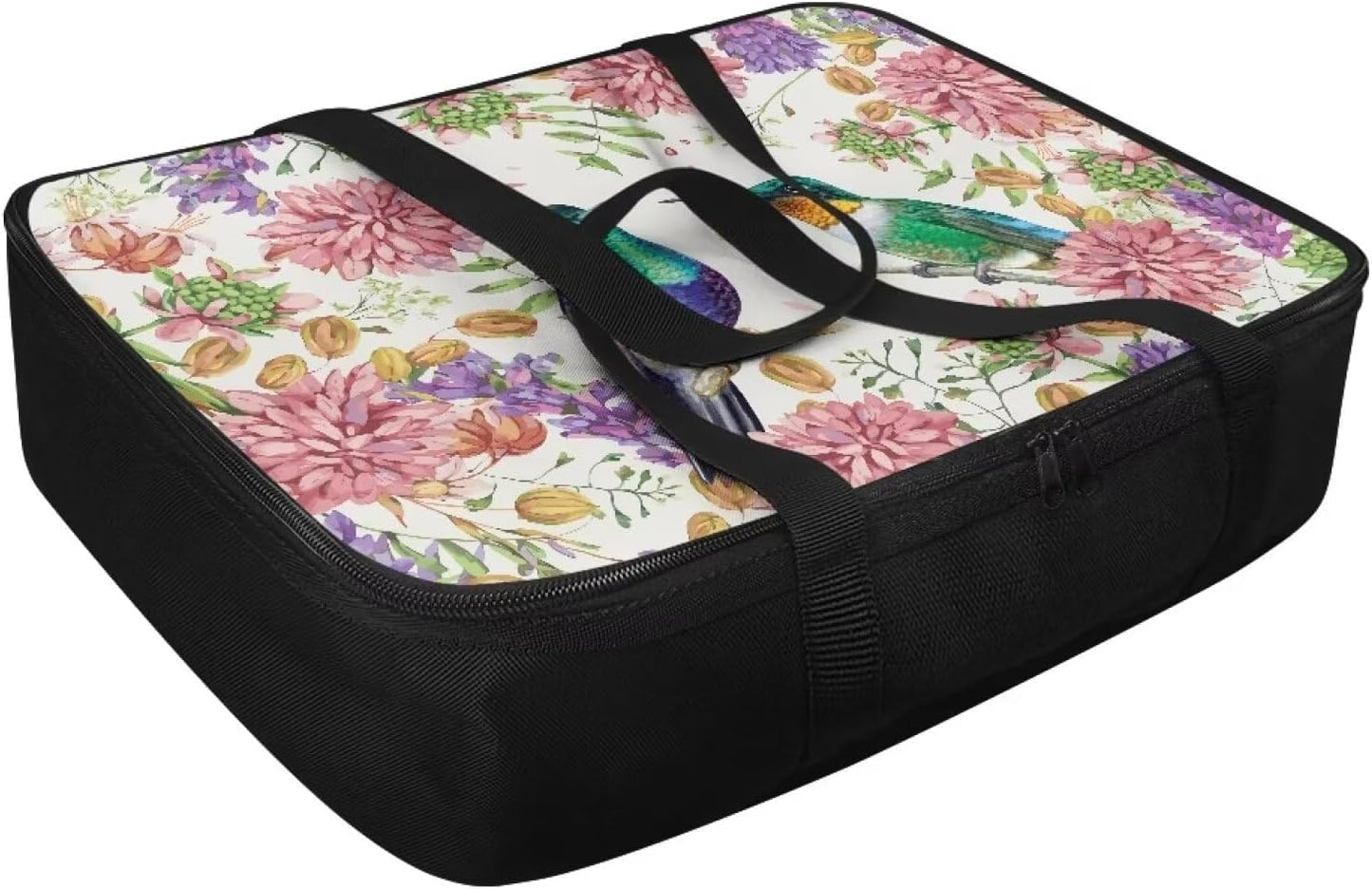 Hummingbird Pattern Insulated Casserole Carrier for Hot or Cold Food - Reusable Lasagna Holder Tote - Portable Warmer Fits 11 x 15 or 9 x 13 Baking Dish
