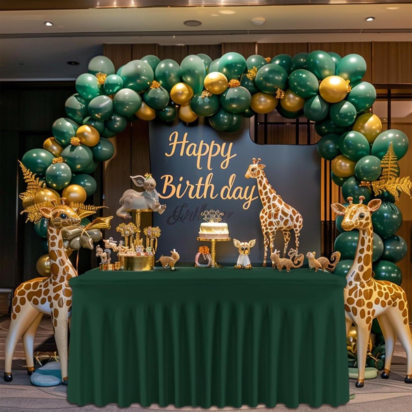 6 Pack Dark Green Rectangle Tablecloth with Elastic Table Skirt – 6FT Fitted Spandex Table Cover, 72 Inch Wrinkle-Resistant & Stretchable for Wedding, Banquet, Party, Buffet, Restaurant