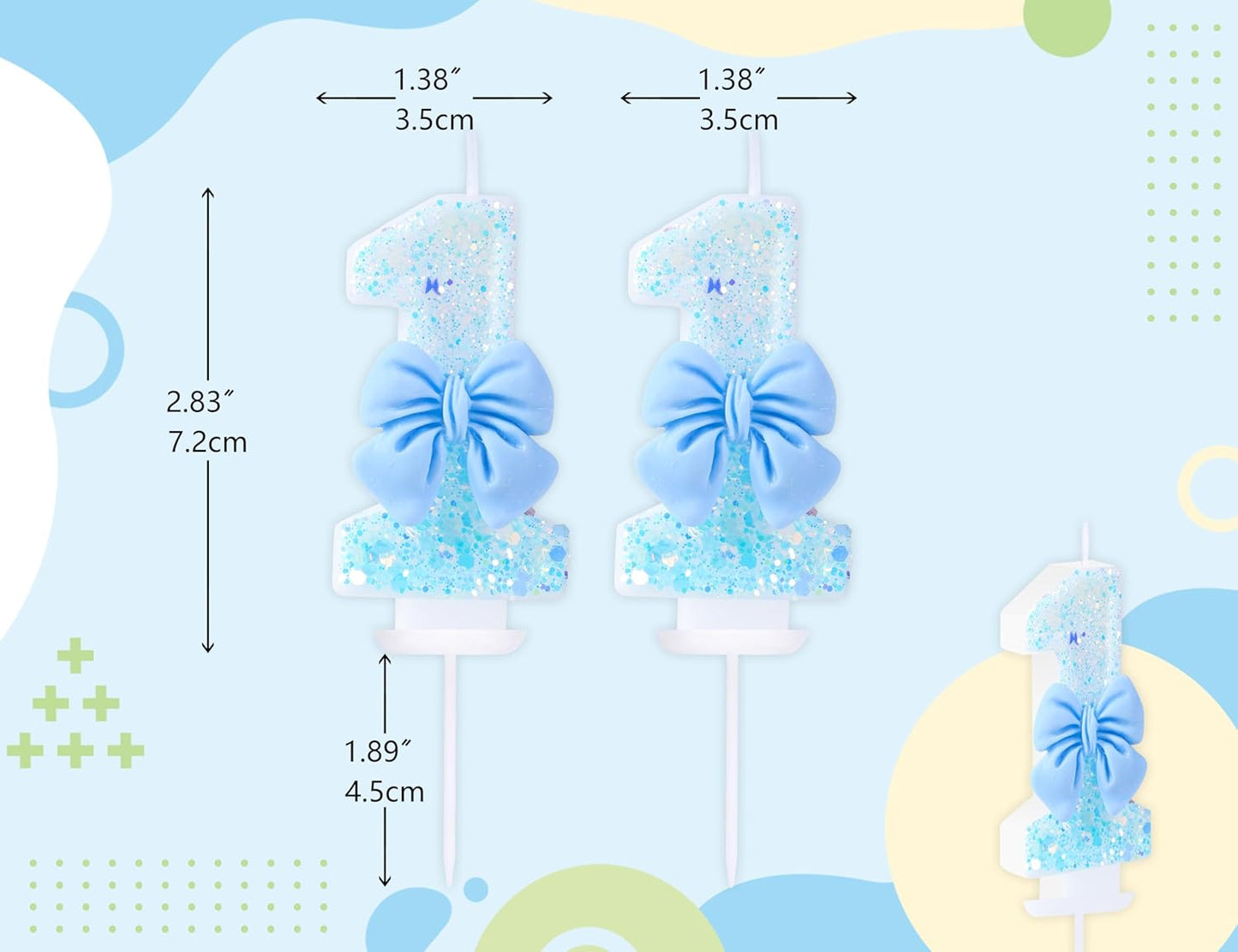 11 Birthday Candles Blue Bow Number 11 Cake Candles, 11th Cake Topper Decorations for Kids Pets Pastel Birthday Party Supplies (Number 11)