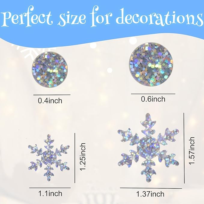 Snowflake Confetti - 300 PCS Glitter Christmas Sequins for Winter Wonderland Party Decorations, Iridescent Snow for Snowflake Decorations