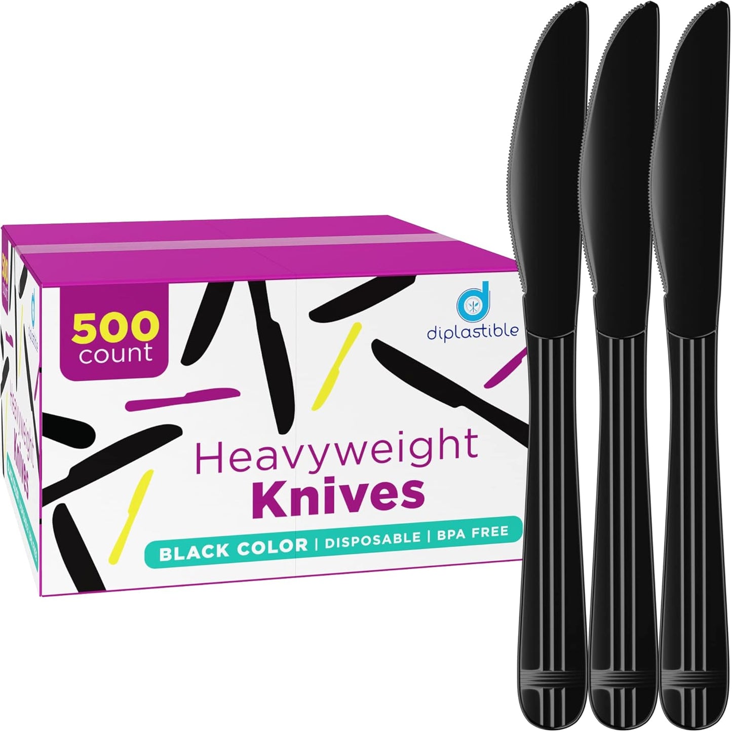 Plastic Knives Heavy Duty - Disposable Knives Plastic Utensils - Plastic Cutlery For Parties, Celebrations And Events Pack Of 500