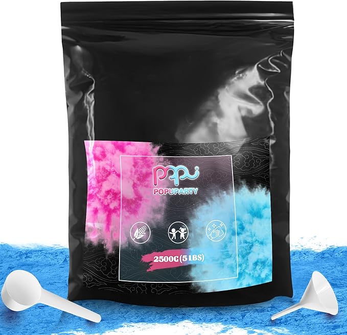 POPUPARTY 1 Pack Black-out Gender Reveal Powder- 5 lbs Blue Powder – Perfect for Baby Gender Reveal, Car Burnout, Color Toss, Photoshoots, Helicopters