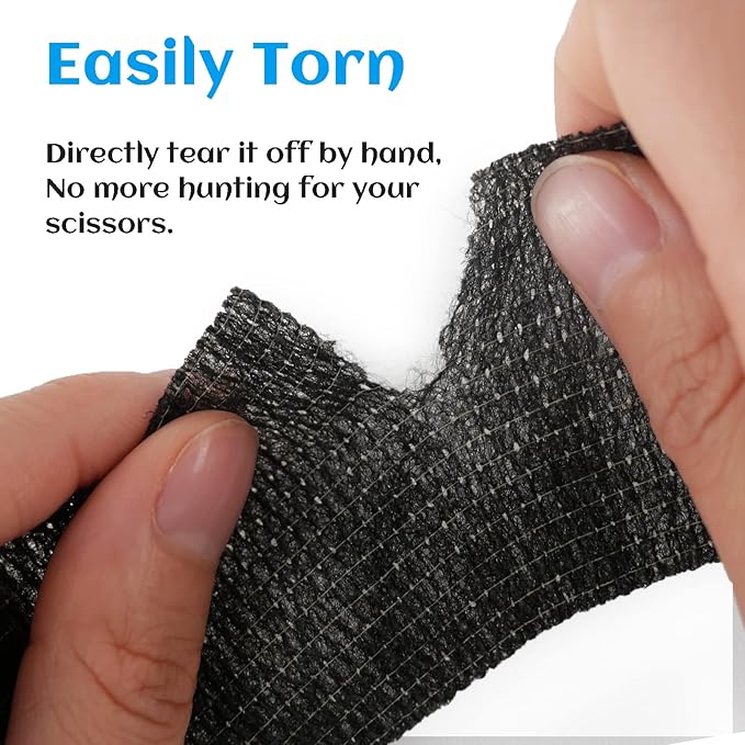 24 Rolls Black Sensi Wrap Elastic Self Adhesive Bandage Wrap, Breathable Cohesive Bandage, Ankle Sprains Swelling Medical First Aid Sports Athletic Grip Tape, Dogs Pet Vet Wrap 2 in