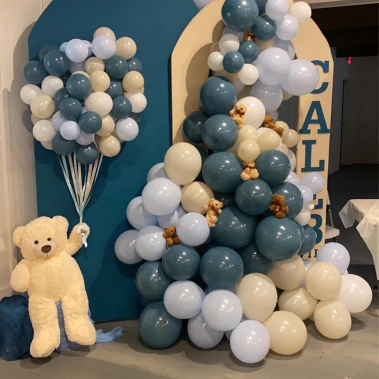 Blue White Balloons Dusty Blue White Beige Balloons 60PCS 12INCH Slate Blue Balloon for Bear Birthday Party Decorations Retro Sage Sea Pastel Blue Helium Latex Balloon for Boho Wedding Baby Shower