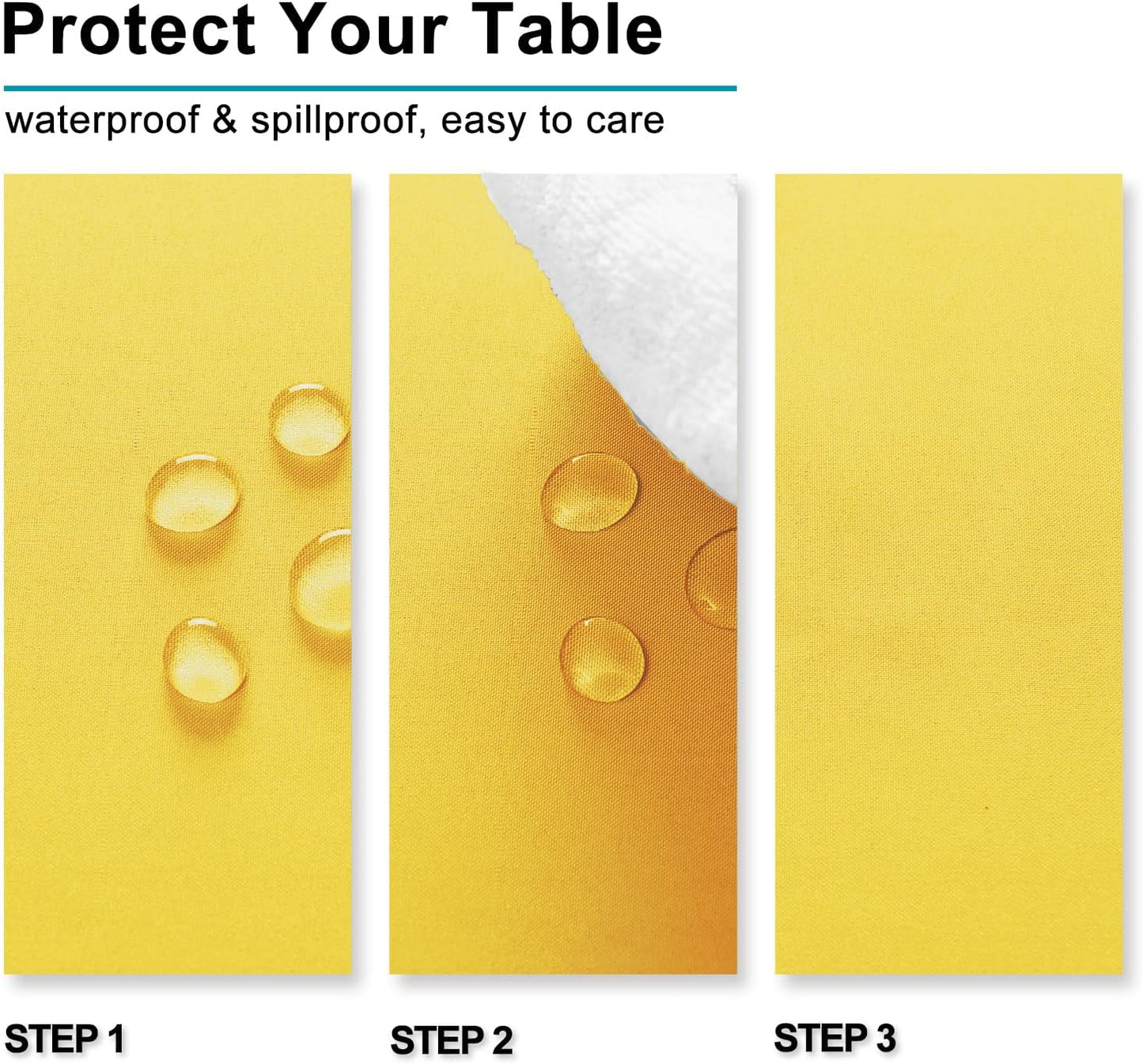 Hiasan 2 Pieces Yellow Square Tablecloth - Spillproof and Waterproof Washable Table Cloth for Dining Room Kitchen Camping, 54 x 54 Inch