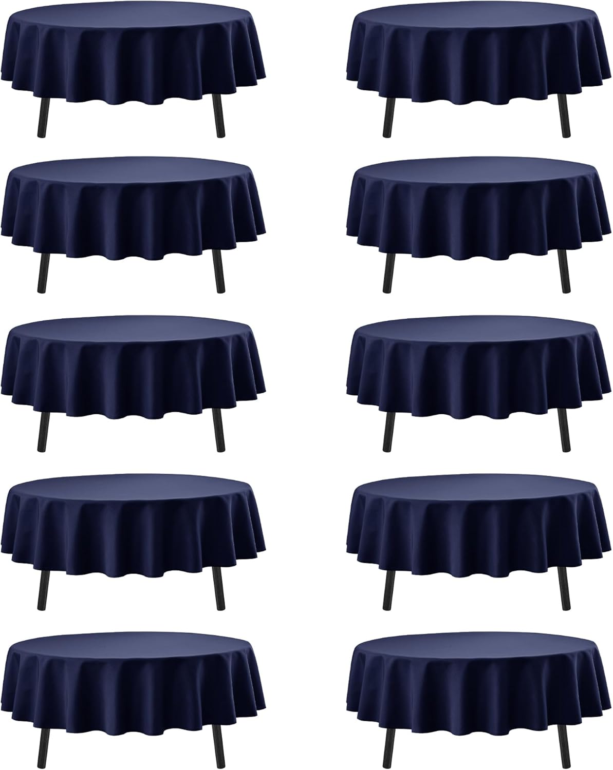 10-Pack Navy Blue Round Tablecloths, 84 Inches, Stain-Resistant Polyester for 3-5 Ft Round Tables - Washable Table Covers for Weddings, Banquets, Birthday Parties, Events