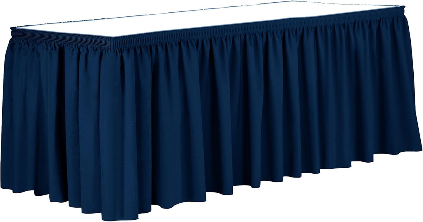 Ultimate Textile Pleat Polyester Fabric Table Skirt - Machine Washable, Flame Resistant, Cut & Sewn in NJ, Desk Skirt - Royal, 17' Shirred Pleat x 42" h