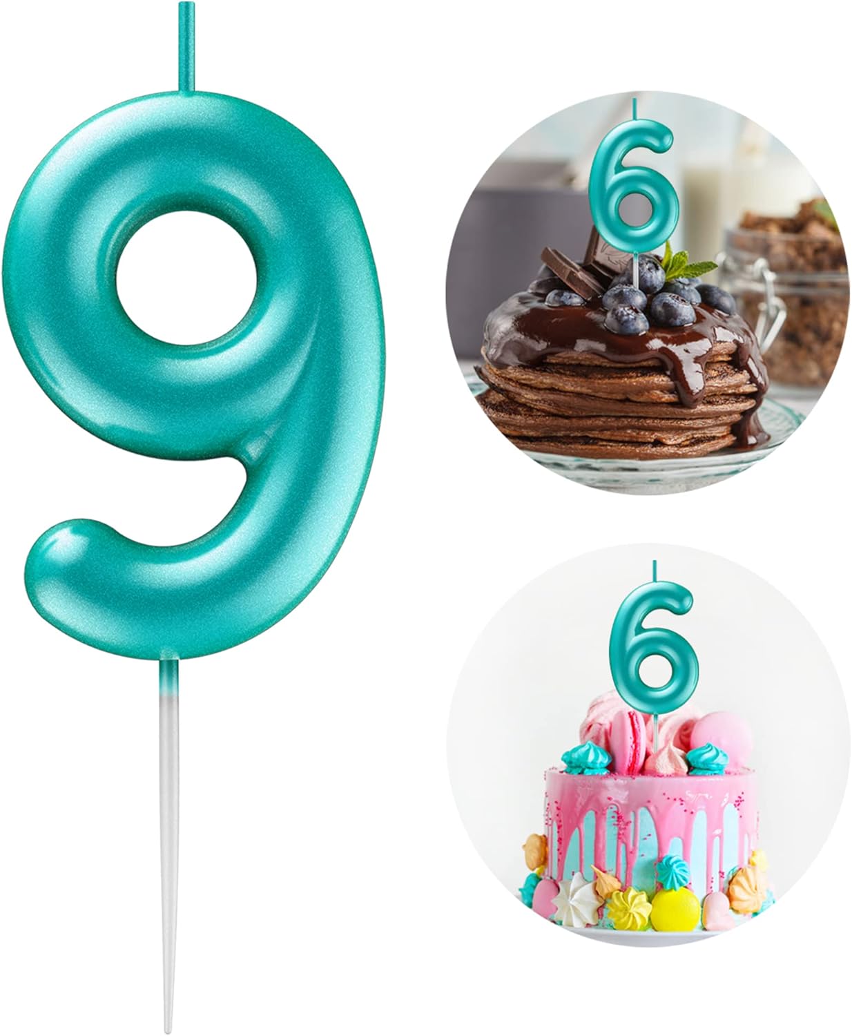 Blue Number 9 Candle Happy Birthday 3D Number Candles for Birthday Cake Party Decoration Wedding Anniversary Celebration Supplies