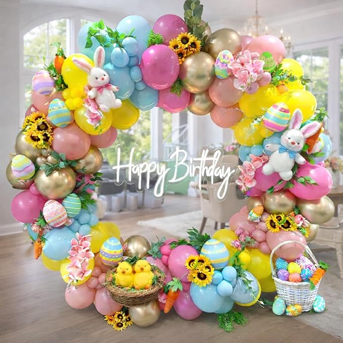 160pcs Easter Balloon Garland Arch Kit, Pastel Spring Balloon Arch with AccessoriesIY Balloon Arch for Easter Party, Egg Hunt, Baby Shower & Spring Decorations