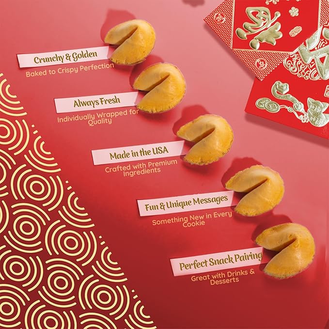 Snackathon Fortune Cookies, Individually Wrapped, Bulk Pack, Premium USA Made (50 Count, Vanilla)