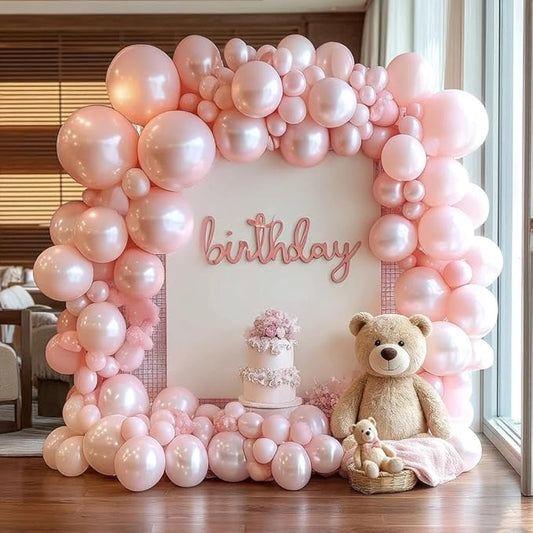 Pearl Pink Balloons Double Stuffed Pastel Light Pink Balloon Arch Kit Thick Latex Different Sizes 18/12/5in Balloon Garland for Birthday Wedding Baby Shower Bridal Mother‘s Day Party Decor