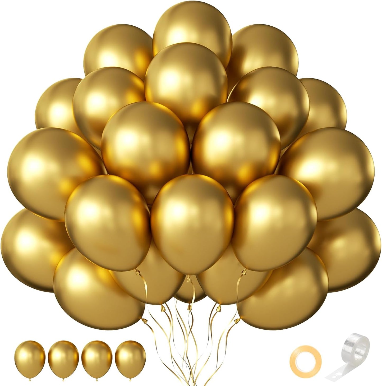 Gold Balloons 60 PCS Metallic Gold Balloons 12 Inch Gold Metallic Balloons for Balloon Garland Balloon Arch as Birthday Party Baby Shower Bridal Shower Christmas Party Decorations